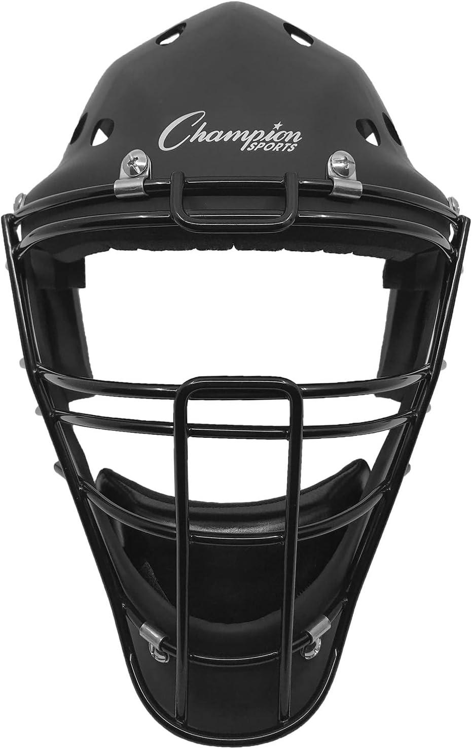 image:imageChampion Sports Hockey Style Catchers Helmet Mask AdultYouth Sizes HighImpact ABS Construction Catchers Mask Ventilation Holes Foam Liner Adjustable Reinforced Cage NOCSAE and SEI