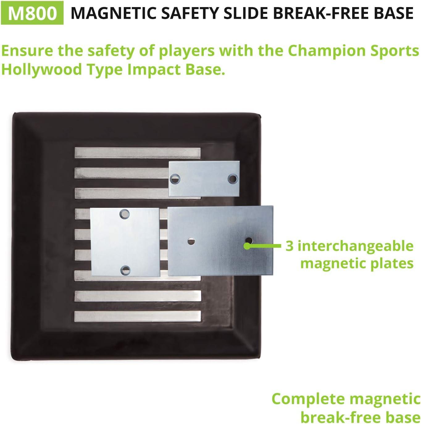 image:imageChampion Sports Magnetic Breakaway Base Hollywood Type Magnet Break Free Youth Baseball Safety Baseball Base with Anchor Plug Stanchion amp Pan 3 Interchangable Plates with One Base