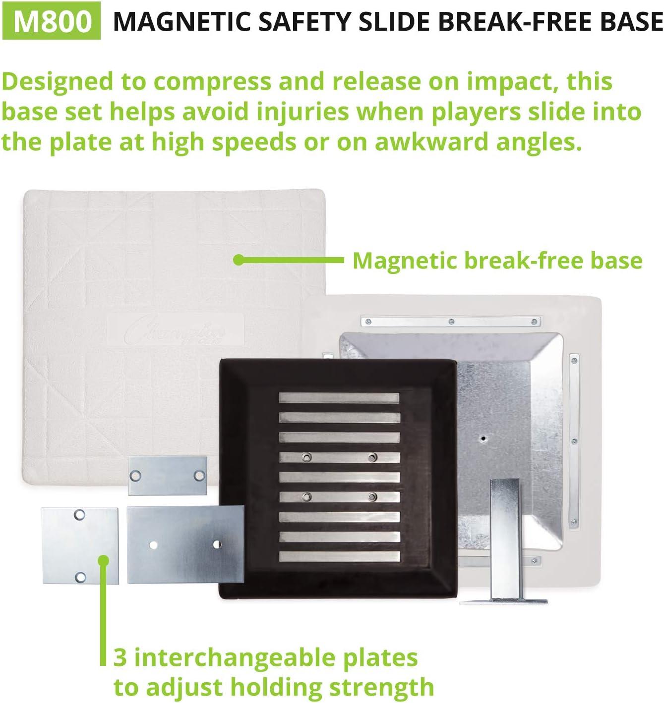 image:imageChampion Sports Magnetic Breakaway Base Hollywood Type Magnet Break Free Youth Baseball Safety Baseball Base with Anchor Plug Stanchion amp Pan 3 Interchangable Plates with One Base
