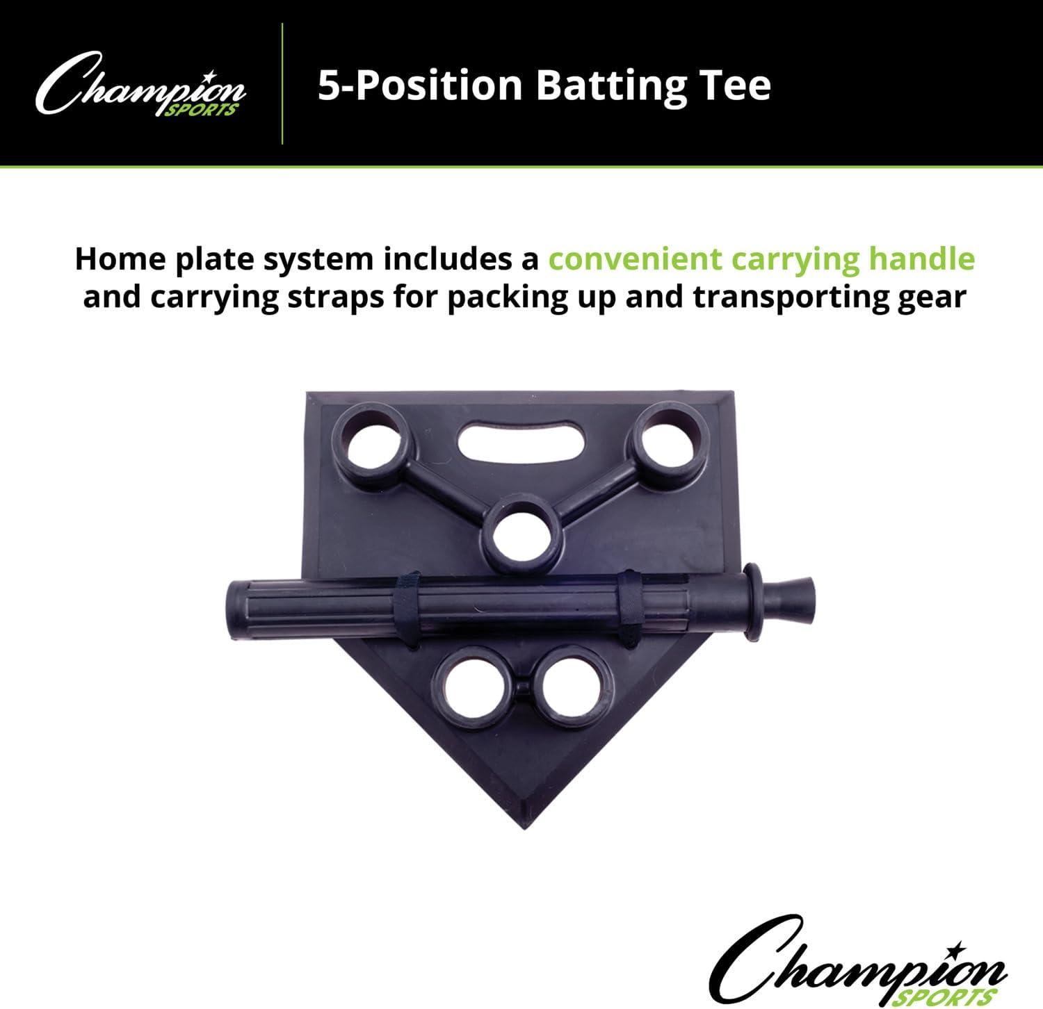 image:imageChampion Sports 5Position Batting Tee Mounted Adjustable Telescopic Batting Tee With 5 Hitting Zones