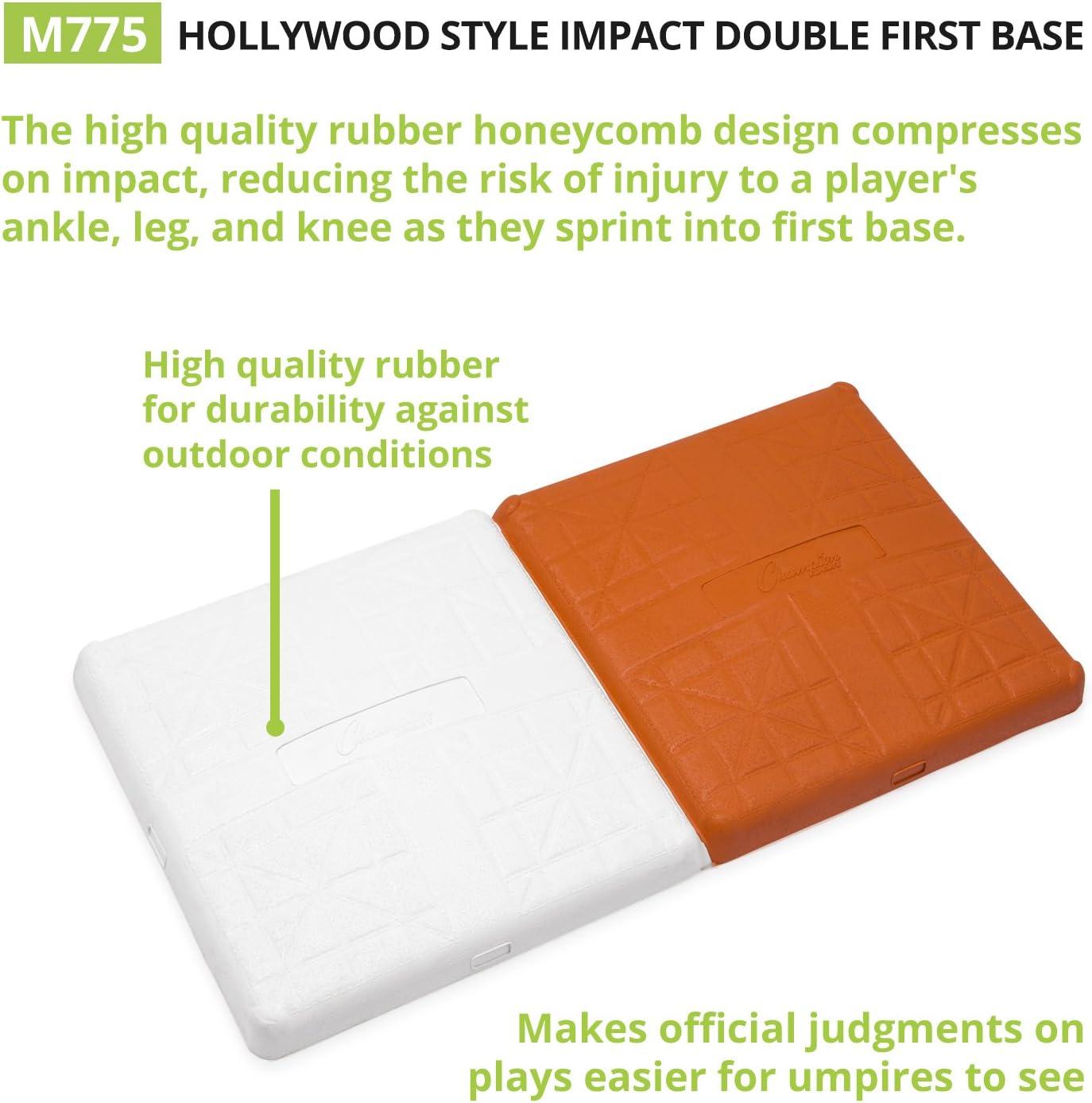 image:imageChampion Sports Hollywood Style Impact Double First Base Solid One Piece Molded Construction Rubber Double First Base Ground Anchors Not IncludedOrange