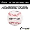 Champion Sports Syntex leather Cover Official Size and Weight Soft Compression Baseballs – Polyurethane Center – Pack of 12 – Level 1 (Ages 5-7)