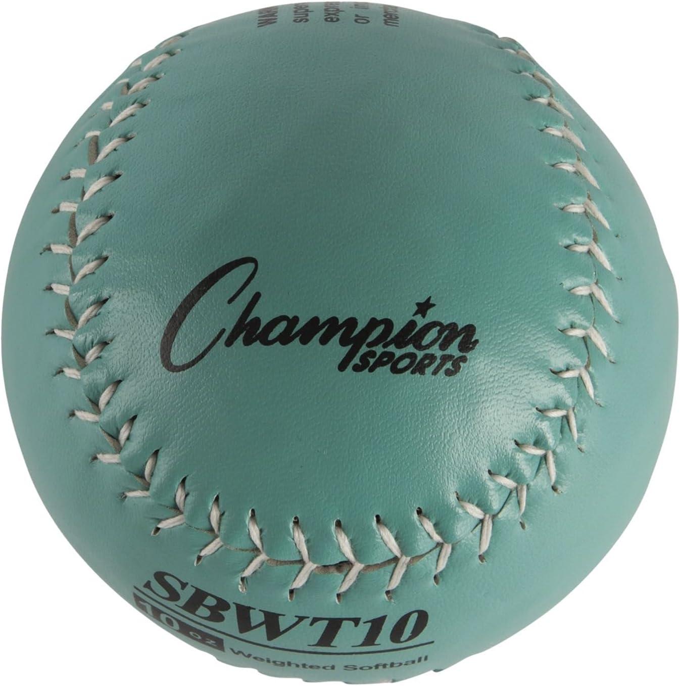 image:imageChampion Sports Weighted Training Softball Set Rubber Cork Core Leather Cover Set of 8 Balls Graduated Weights 5 to 12 oz 12 Inch Diameter