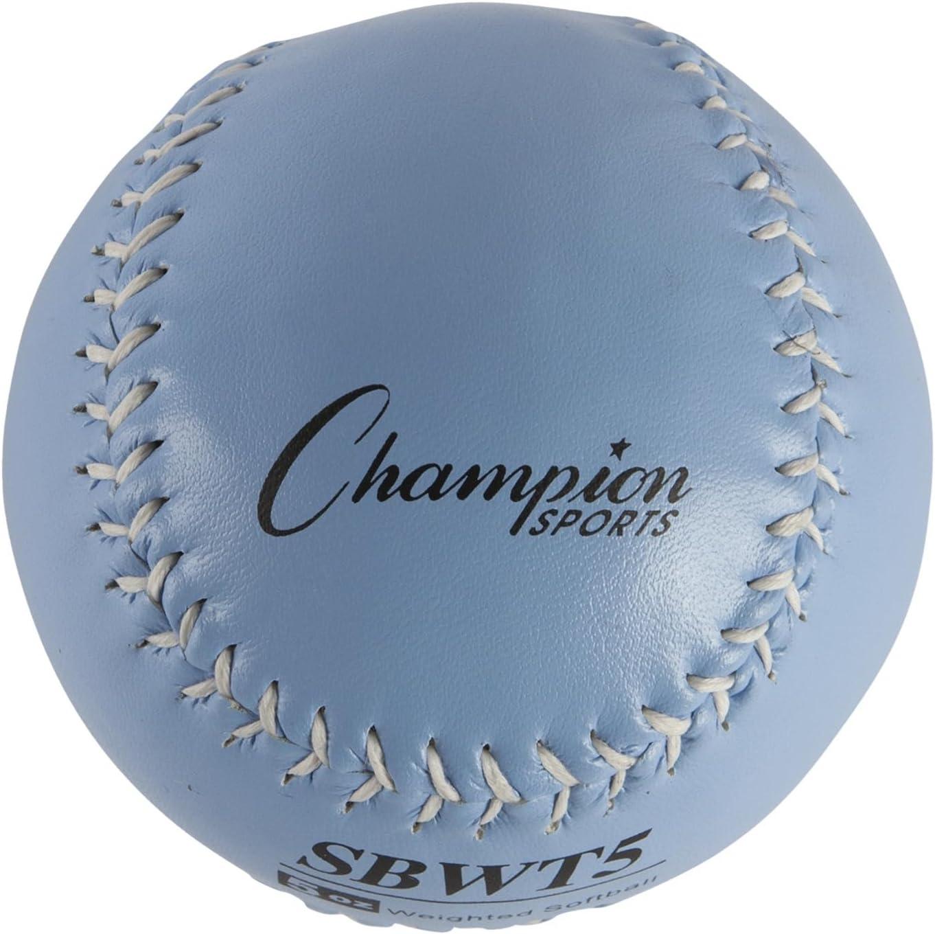 image:imageChampion Sports Weighted Training Softball Set Rubber Cork Core Leather Cover Set of 8 Balls Graduated Weights 5 to 12 oz 12 Inch Diameter