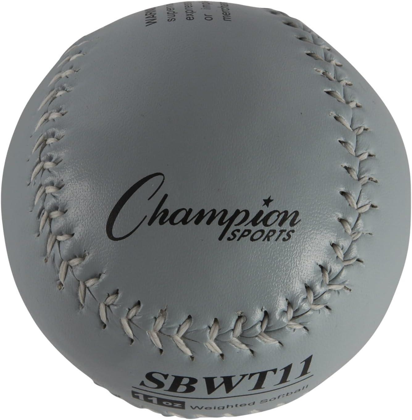 image:imageChampion Sports Weighted Training Softball Set Rubber Cork Core Leather Cover Set of 8 Balls Graduated Weights 5 to 12 oz 12 Inch Diameter