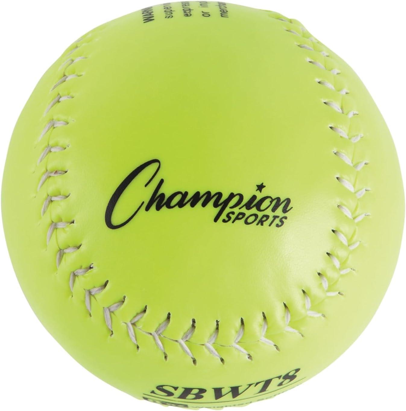 image:imageChampion Sports Weighted Training Softball Set Rubber Cork Core Leather Cover Set of 8 Balls Graduated Weights 5 to 12 oz 12 Inch Diameter