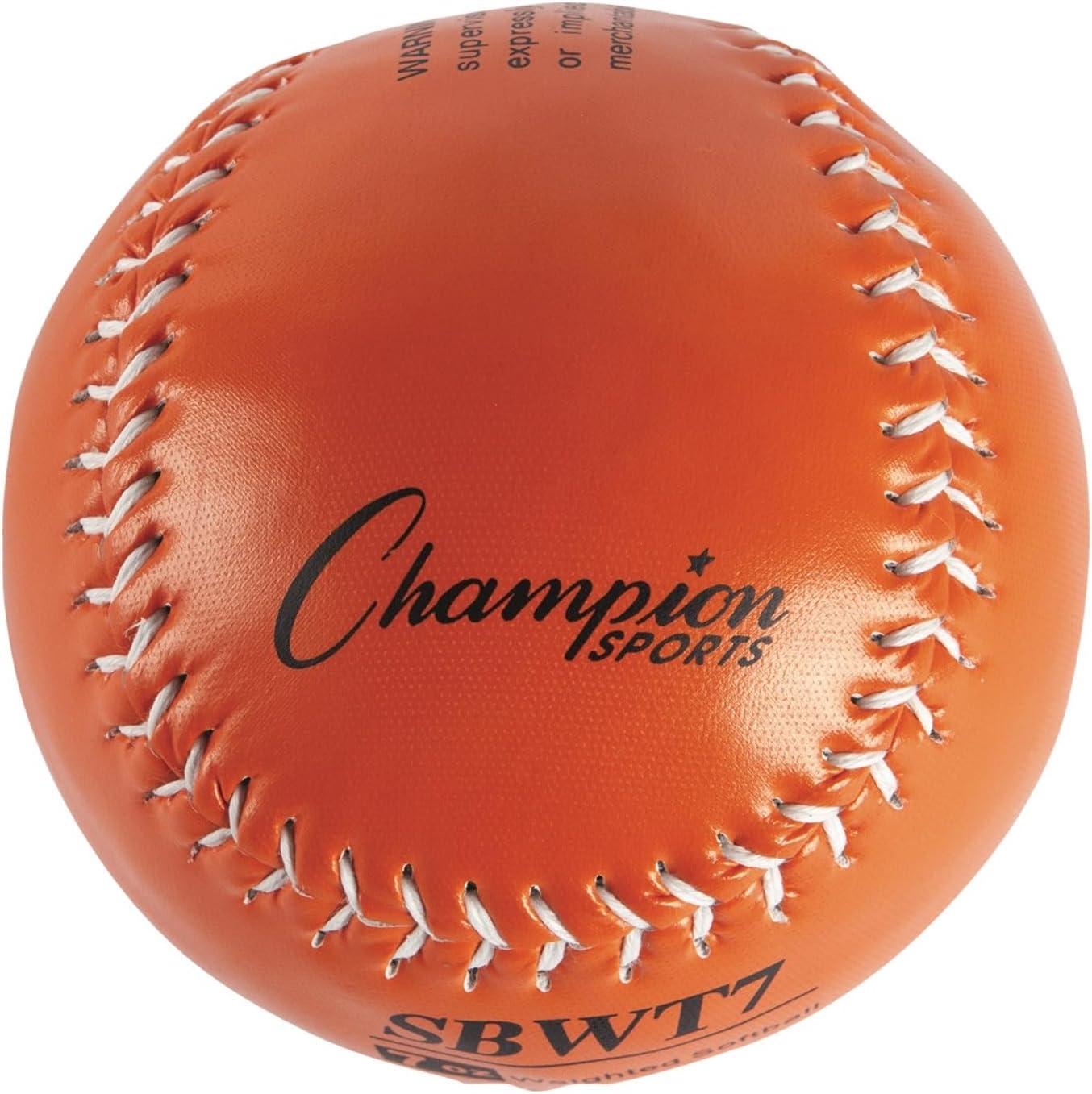 image:imageChampion Sports Weighted Training Softball Set Rubber Cork Core Leather Cover Set of 8 Balls Graduated Weights 5 to 12 oz 12 Inch Diameter