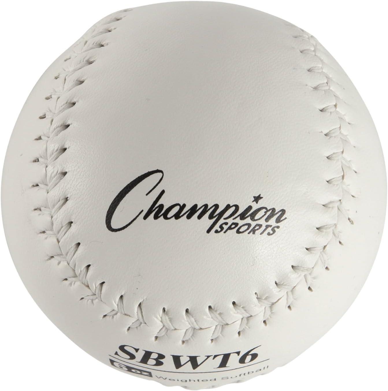 image:imageChampion Sports Weighted Training Softball Set Rubber Cork Core Leather Cover Set of 8 Balls Graduated Weights 5 to 12 oz 12 Inch Diameter
