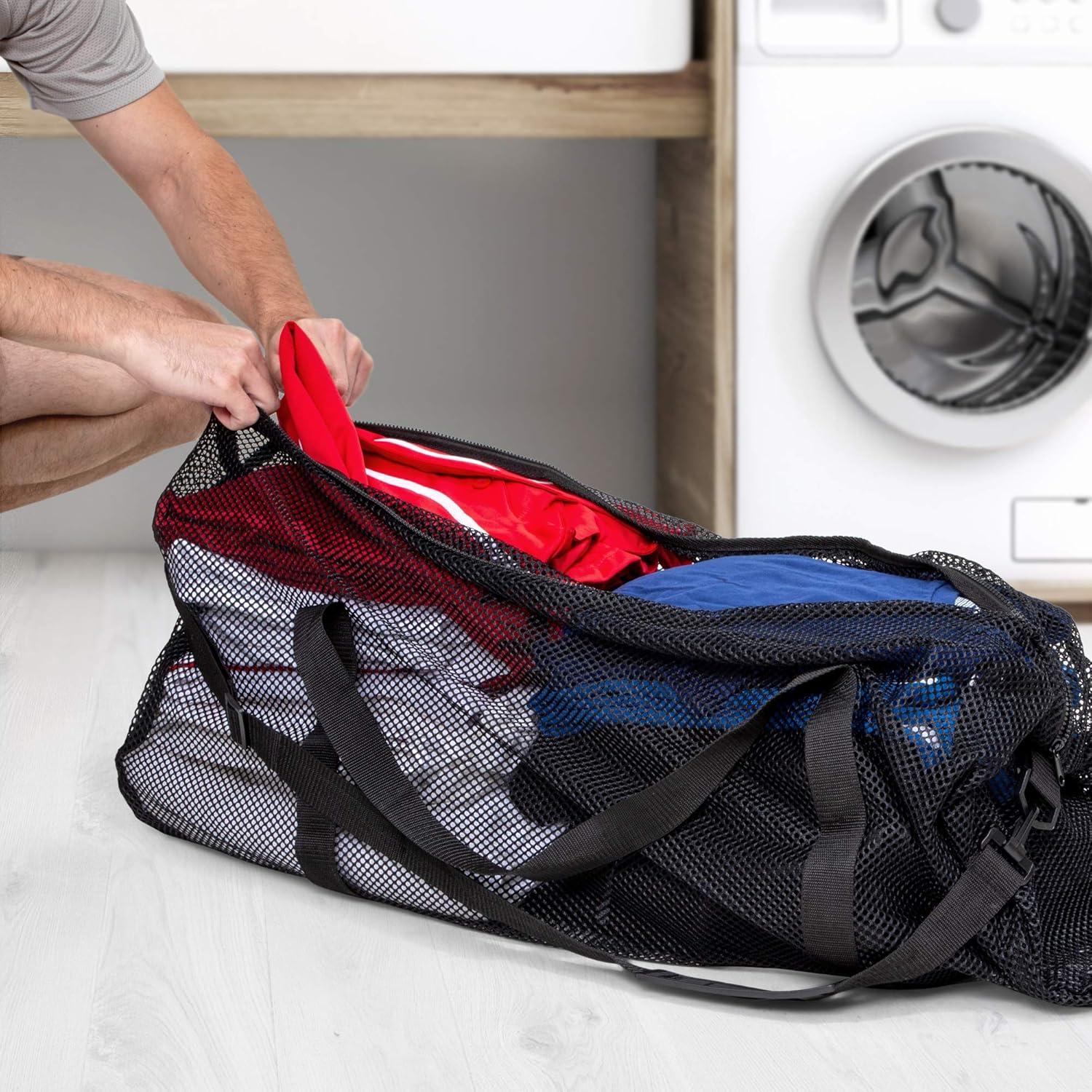 image:imageChampion Sports Mesh Duffle Bag with Zipper and Adjustable Shoulder Strap 15 x 36 Multipurpose Oversized Gym Bag for Equipment Sports Gear Laundry Breathable Mesh Scuba and Travel BagBlack