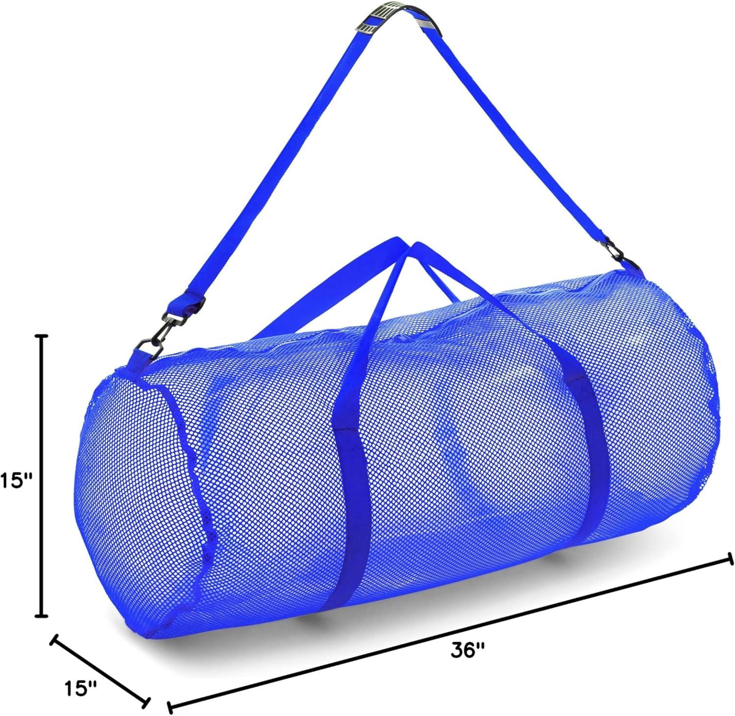 image:imageChampion Sports Mesh Duffle Bag with Zipper and Adjustable Shoulder Strap 15 x 36 Multipurpose Oversized Gym Bag for Equipment Sports Gear Laundry Breathable Mesh Scuba and Travel BagBlue