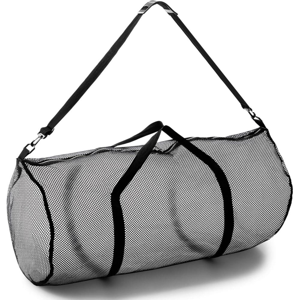 image:imageChampion Sports Mesh Duffle Bag with Zipper and Adjustable Shoulder Strap 15 x 36 Multipurpose Oversized Gym Bag for Equipment Sports Gear Laundry Breathable Mesh Scuba and Travel BagBlack