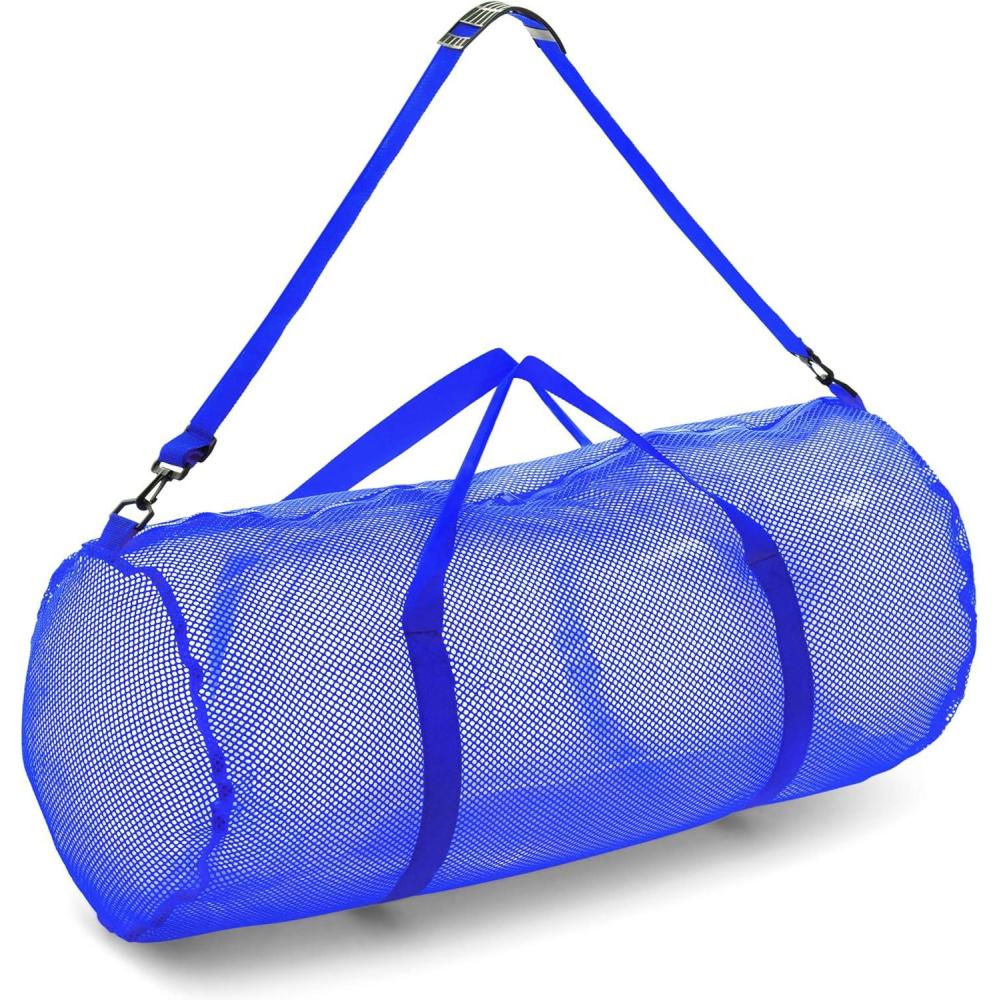 image:imageChampion Sports Mesh Duffle Bag with Zipper and Adjustable Shoulder Strap 15 x 36 Multipurpose Oversized Gym Bag for Equipment Sports Gear Laundry Breathable Mesh Scuba and Travel BagBlue