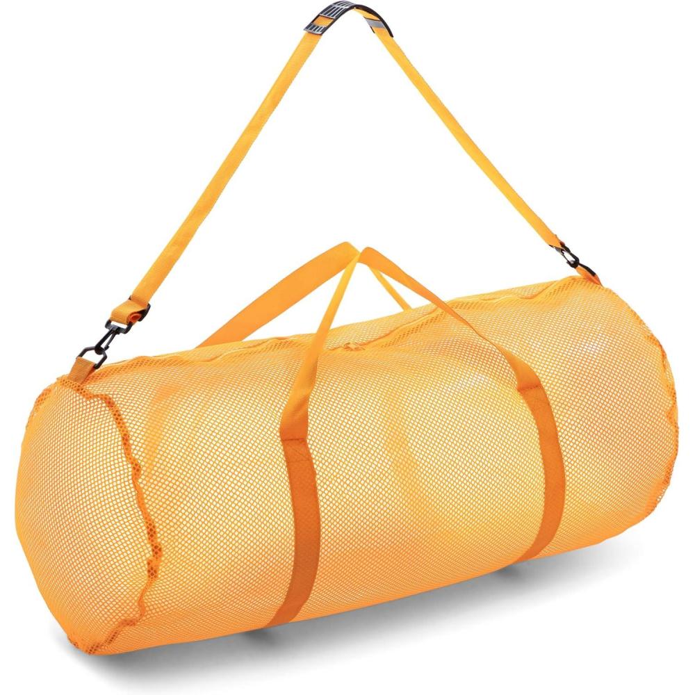 image:imageChampion Sports Mesh Duffle Bag with Zipper and Adjustable Shoulder Strap 15 x 36 Multipurpose Oversized Gym Bag for Equipment Sports Gear Laundry Breathable Mesh Scuba and Travel BagYellow