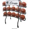 Champion Sports Deluxe Heavy Duty Basketball Storage Cart with Locking Swivel Caster Wheels (Black)(Deluxe (15 Ball Capacity))