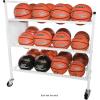 Champion Sports Deluxe Heavy Duty Basketball Storage Cart with Locking Swivel Caster Wheels (Black)(Double Wide (24 Ball Capacity))