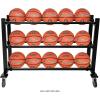 Champion Sports Deluxe Heavy Duty Basketball Storage Cart with Locking Swivel Caster Wheels (Black)(Heavy Duty (15 Ball Capacity))