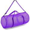 Champion Sports Mesh Duffle Bag with Zipper and Adjustable Shoulder Strap, 15” x 36” – Multipurpose, Oversized Gym Bag for Equipment, Sports Gear, Laundry – Breathable Mesh Scuba and Travel Bag(Purple)