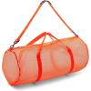 Champion Sports Mesh Duffle Bag with Zipper and Adjustable Shoulder Strap, 15” x 36” – Multipurpose, Oversized Gym Bag for Equipment, Sports Gear, Laundry – Breathable Mesh Scuba and Travel Bag(Orange)