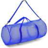 Champion Sports Mesh Duffle Bag with Zipper and Adjustable Shoulder Strap, 15” x 36” – Multipurpose, Oversized Gym Bag for Equipment, Sports Gear, Laundry – Breathable Mesh Scuba and Travel Bag(Blue)