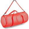 Champion Sports Mesh Duffle Bag with Zipper and Adjustable Shoulder Strap, 15” x 36” – Multipurpose, Oversized Gym Bag for Equipment, Sports Gear, Laundry – Breathable Mesh Scuba and Travel Bag(Red)