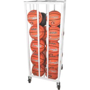 Champion Sports Deluxe Heavy Duty Basketball Storage Cart with Locking Swivel Caster Wheels (Black)(Vertical Cage (20 Ball Capacity))