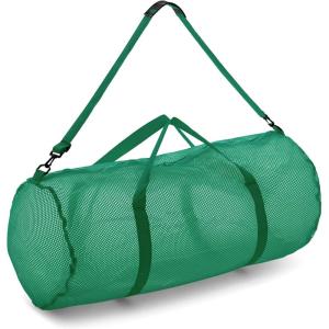 Champion Sports Mesh Duffle Bag with Zipper and Adjustable Shoulder Strap, 15” x 36” – Multipurpose, Oversized Gym Bag for Equipment, Sports Gear, Laundry – Breathable Mesh Scuba and Travel Bag(Green)