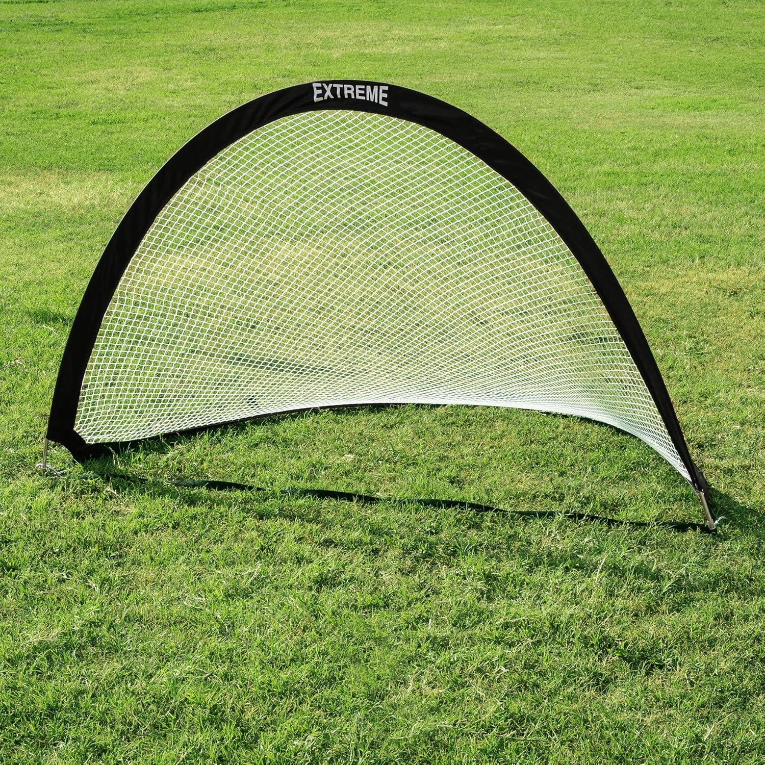 image:imageChampion Sports Extreme PopUp Soccer Goal with Carrying Bag Portable Training Soccer Net with Anchoring Pegs 1 Pair of Half Moon Mini Soccer Goals for Soccer Training 72 x 40 x 40