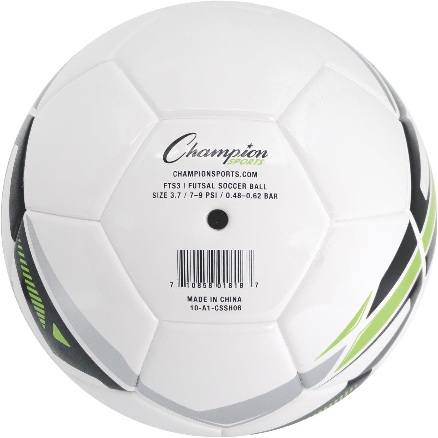 image:imageChampion Sports Futsal Ball Futsal Soccer Ball Indoor and Outdoor Futsal Ball WhiteGreenBlackGray Size 37 InchWhiteGreenBlackGray