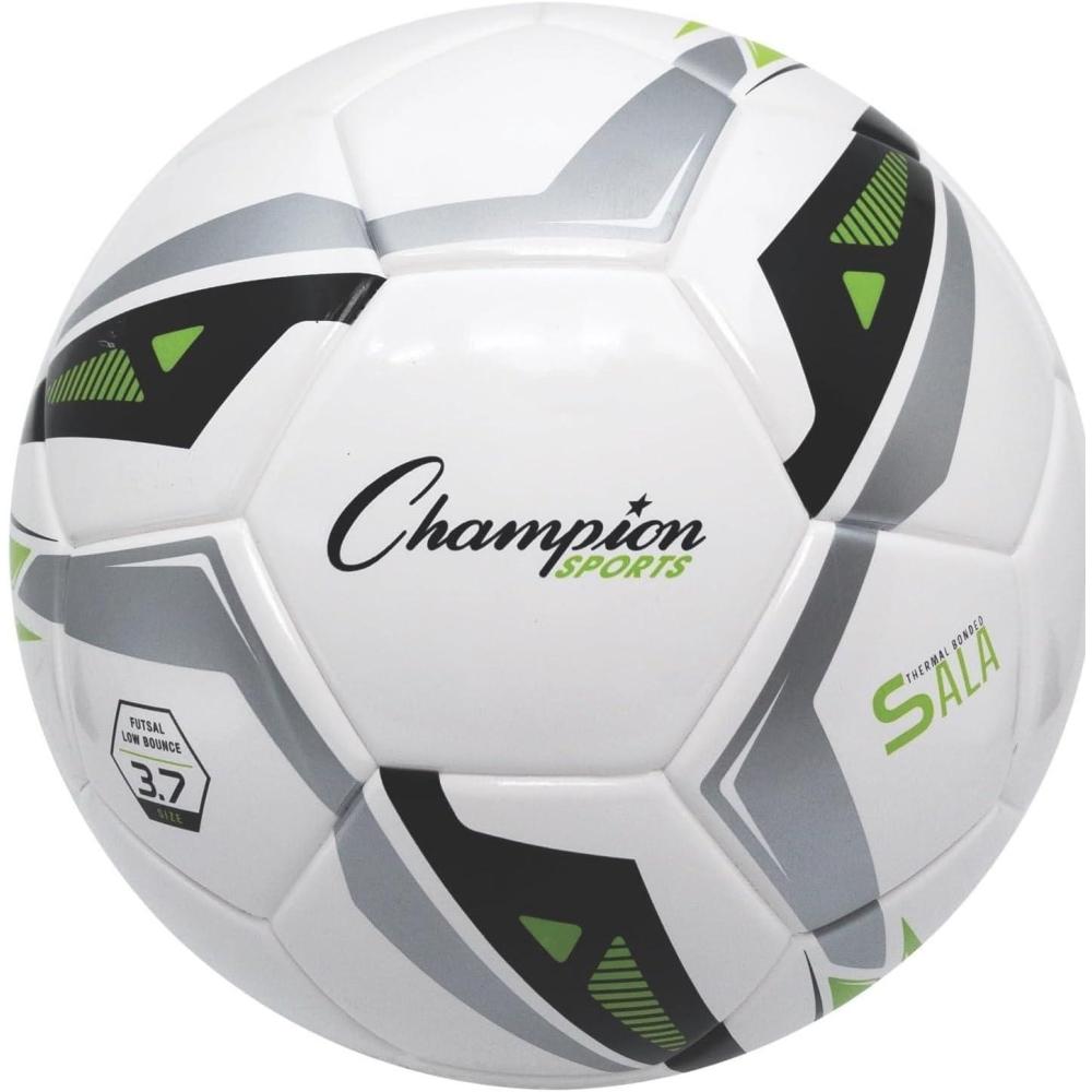 image:imageChampion Sports Futsal Ball Futsal Soccer Ball Indoor and Outdoor Futsal Ball WhiteGreenBlackGray Size 37 InchWhiteGreenBlackGray