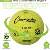 Champion Sports unisex adult (Ages 8 to 12) 3 Star Indoor Soccer Ball Size 4, Bright Yellow, Size 4 US
