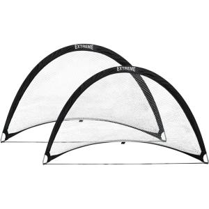 Champion Sports Extreme Pop-Up Soccer Goal with Carrying Bag, Portable Training Soccer Net with Anchoring Pegs, 1 Pair of Half Moon Mini Soccer Goals for Soccer Training – 72″ x 40″ x 40″