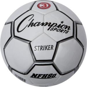 Champion Sports Striker Soccer Ball – PU Cover, Butyl Bladder, Machine-Stitched Panels, Durable Youth & Adult Soccer Ball for Practice or Play (Sizes 3, 4, 5)(Size 3)