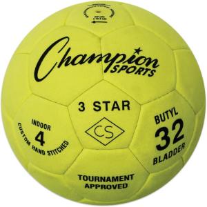 Champion Sports unisex adult (Ages 8 to 12) 3 Star Indoor Soccer Ball Size 4, Bright Yellow, Size 4 US