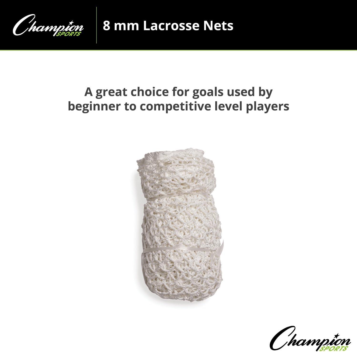 image:imageChampion Sports Lacrosse Goal Nets Official Size Nylon Net Replacement Multiple Styles8mm 2 pack