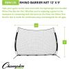 Champion Sports Baseball and Lacrosse Backstop Net: Rhino Flex Goal Backstop Barrier Net – Portable Ball Stop and Barrier Netting with Carry Bag – Multiple Styles(12′ x 9′)