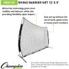 Champion Sports Baseball and Lacrosse Backstop Net: Rhino Flex Goal Backstop Barrier Net – Portable Ball Stop and Barrier Netting with Carry Bag – Multiple Styles(12′ x 9′)