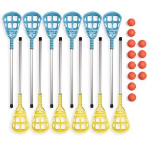 Champion Sports Rhino Lacrosse Set: Rhino Skin Training Equipment for Boys, Girls, Kids, Youth and Amateur Athletes – 12 Aluminum Sticks and 12 Balls for Indoor Outdoor Use