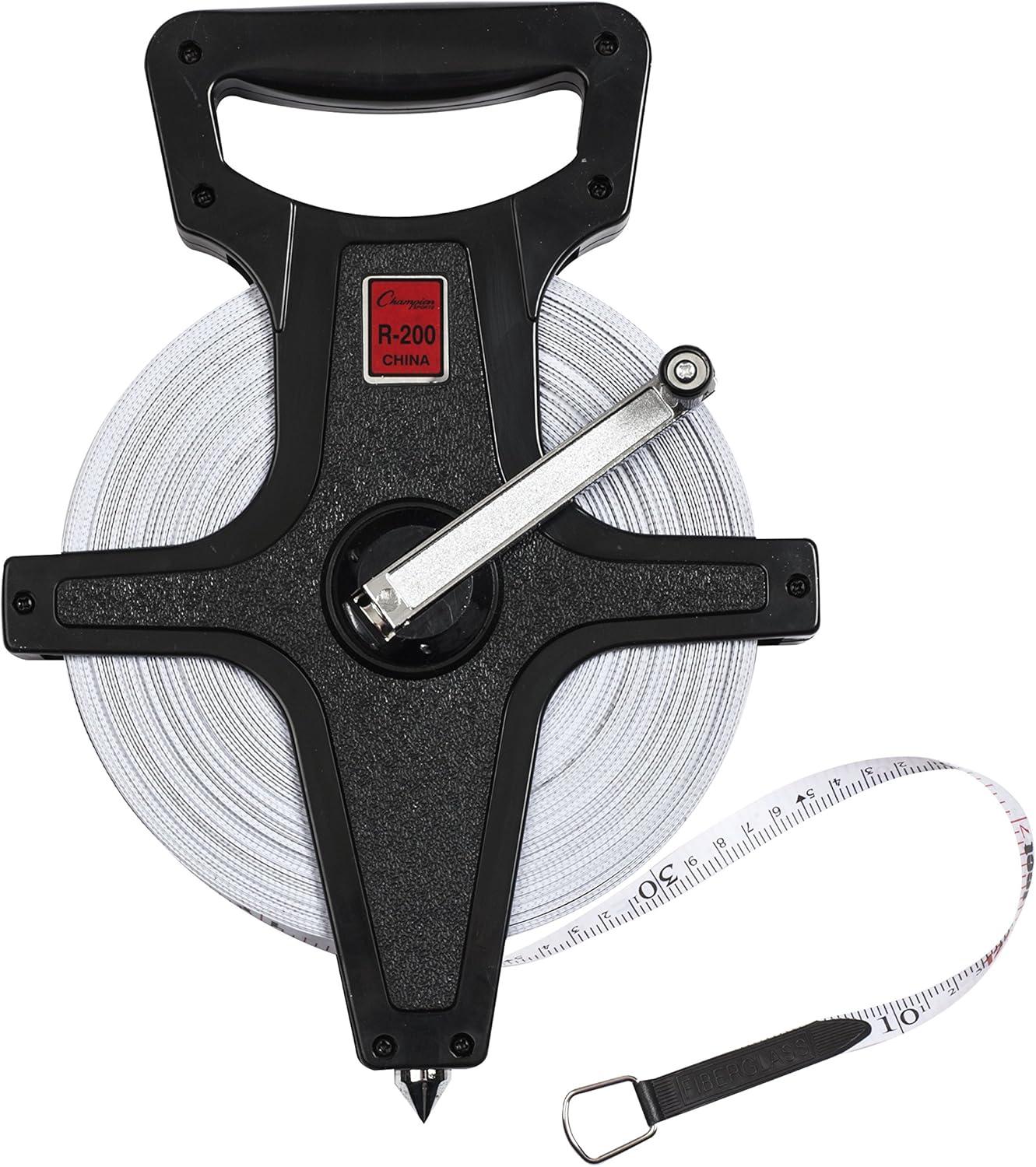image:imageChampion Sports Open Reel Measuring Tapes Durable Hand Crank with Metal Spike DualSided Feet amp Meters Perfect for Track amp Field and Long Jump 400 Feet120 Meters60 m