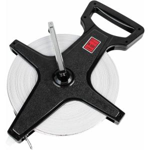 Champion Sports Open Reel Measuring Tapes – Durable Hand Crank with Metal Spike, Dual-Sided Feet & Meters, Perfect for Track & Field and Long Jump, 400 Feet/120 Meters(100 m)