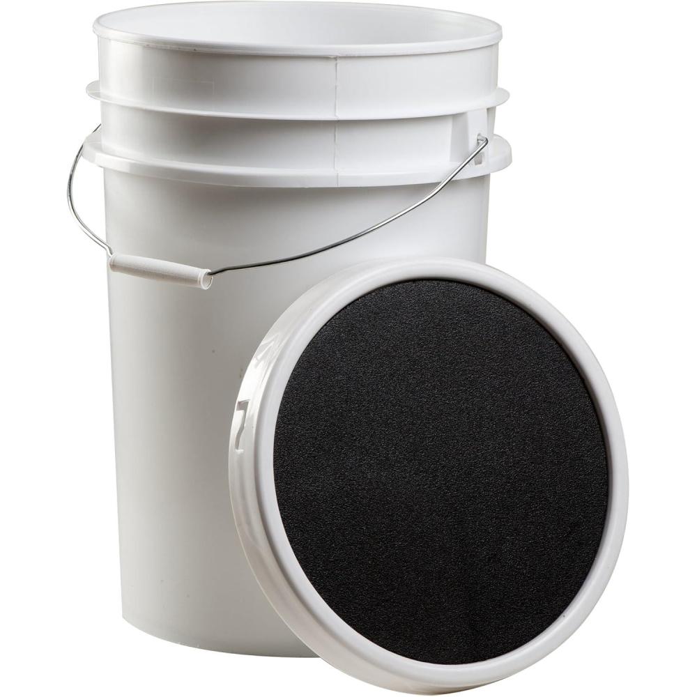 image:imageChampion Sports 6 Gallon Bucket with Padded Soft Seat Lid Durable Construction Balls Not Included Ideal for Baseball Softball TBall Practice Balls and Lacrosse BlackWhite