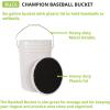 Champion Sports 6 Gallon Bucket with Padded Soft Seat Lid – Durable Construction – Balls Not Included – Ideal for Baseball, Softball, T-Ball, Practice Balls, and Lacrosse – Black(White)