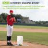 Champion Sports 6 Gallon Bucket with Padded Soft Seat Lid – Durable Construction – Balls Not Included – Ideal for Baseball, Softball, T-Ball, Practice Balls, and Lacrosse – Black(White)