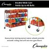 Champion Sports Double Wide Four Tier Basketball Storage Rack Cart with Locking Swivel Caster Wheels, 48 Ball Capacity (Chrome)