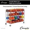 Champion Sports Double Wide Four Tier Basketball Storage Rack Cart with Locking Swivel Caster Wheels, 48 Ball Capacity (Chrome)
