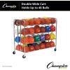 Champion Sports Double Wide Four Tier Basketball Storage Rack Cart with Locking Swivel Caster Wheels, 48 Ball Capacity (Chrome)