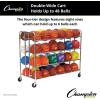Champion Sports Double Wide Four Tier Basketball Storage Rack Cart with Locking Swivel Caster Wheels, 48 Ball Capacity (Chrome)