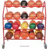 Champion Sports Steel Frame Rolling Basketball Storage Cart – Multiple Styles(35 Basketball Capacity (Red))