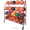 Champion Sports Steel Frame Rolling Basketball Storage Cart – Multiple Styles(35 Basketball Capacity (Red))