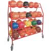 Champion Sports Steel Frame Rolling Basketball Storage Cart – Multiple Styles(35 Basketball Capacity (Red))