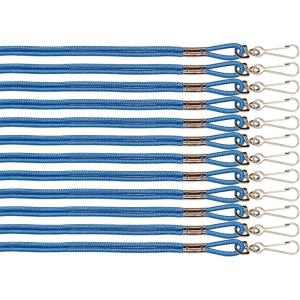 Champion Sports Nylon Lanyards with J-hook Clip, Blue – 12 Pack (Poly Bag)